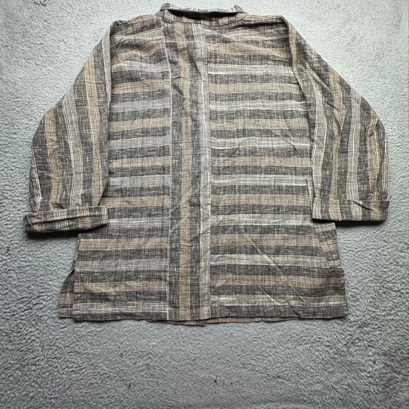 Yasuko Kurisaka Striped Brown Gray Pocket Button Sweater Coat Jacket Women Large - Picture 11 of 12